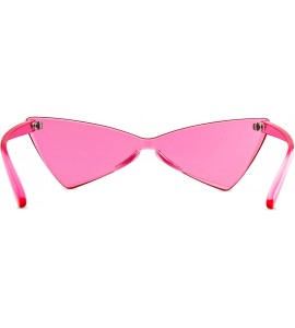 Goggle Colorful One Piece Rimless Transparent Cat Eye Sunglasses for Women Tinted Candy Colored Glasses - CU18REM2COM $29.37