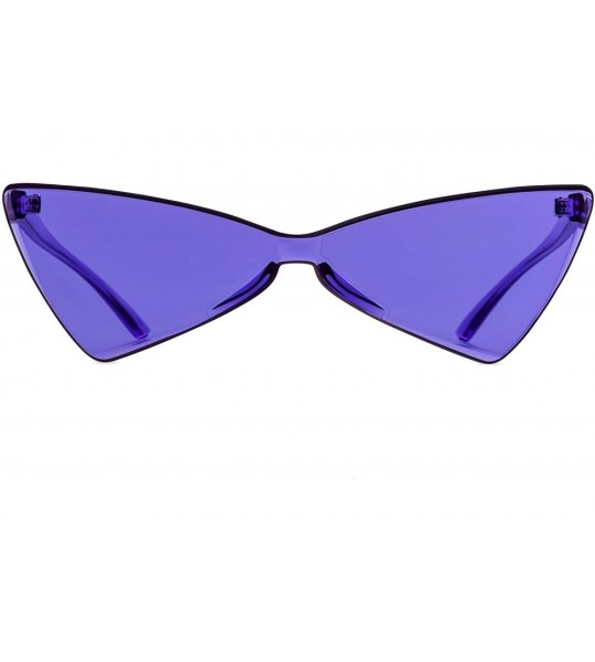 Goggle Colorful One Piece Rimless Transparent Cat Eye Sunglasses for Women Tinted Candy Colored Glasses - CU18REM2COM $29.37