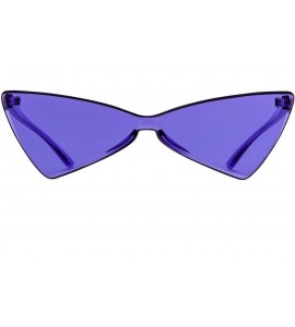 Goggle Colorful One Piece Rimless Transparent Cat Eye Sunglasses for Women Tinted Candy Colored Glasses - CU18REM2COM $29.37