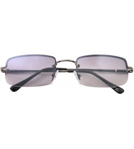 Rimless Small Slim 90's Popular Nineties Rectangular Sunglasses Clear Rimless Eyewear - Gunmetal Frame - Smoke - CO18W9MR3GD ...