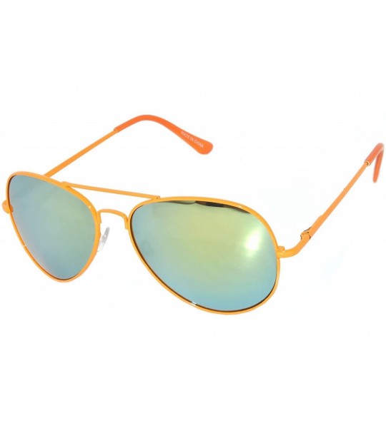 Aviator Colored Metal Frame with Full Mirror Lens Spring Hinge - Orange_mirror_lens - C1122DNMN3F $18.21