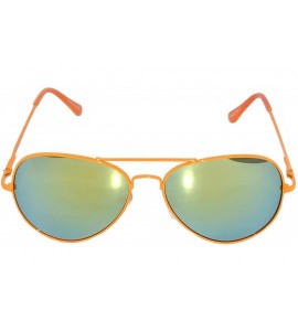 Aviator Colored Metal Frame with Full Mirror Lens Spring Hinge - Orange_mirror_lens - C1122DNMN3F $18.21