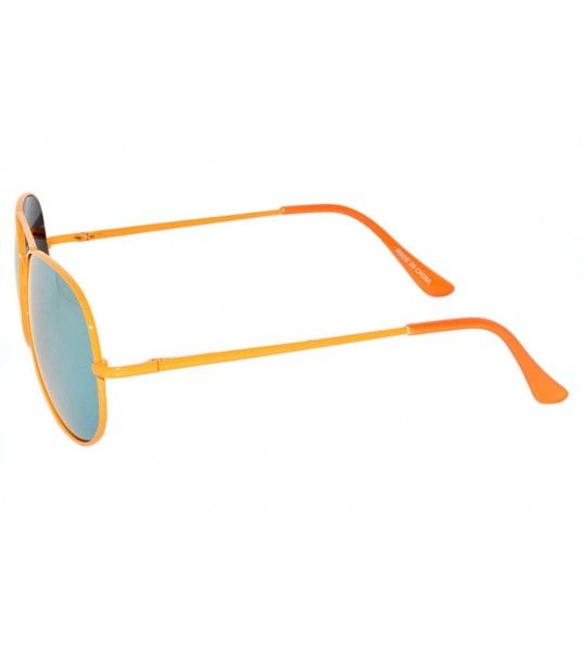 Aviator Colored Metal Frame with Full Mirror Lens Spring Hinge - Orange_mirror_lens - C1122DNMN3F $18.21