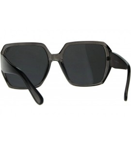 Square Womens Designer Style Sunglasses Oversized Square Retro Chic Fashion UV 400 - Grey (Black) - CB18C550564 $23.71