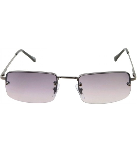 Rimless Small Slim 90's Popular Nineties Rectangular Sunglasses Clear Rimless Eyewear - Gunmetal Frame - Smoke - CO18W9MR3GD ...