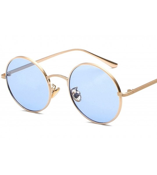 Aviator Fashion Tinted Color Lens Round Sunglasses Women Retro Punk Metal Frame Eye Vintage Tiny Men Sun Glasses - 11 - C9198...