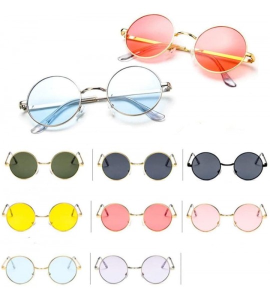 Goggle Sun Glasses Vintage Fashion Sunglasses Round Frame Steampunk Men Women Sun Glasses-D - CA199HQRGL5 $45.30