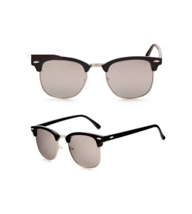 Square Semi-Rimless Sunglasses Women Men Polarized Retro Eyeglasses - C17 Black Mercury - CK194ONQOQI $34.03