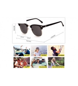 Square Semi-Rimless Sunglasses Women Men Polarized Retro Eyeglasses - C17 Black Mercury - CK194ONQOQI $34.03