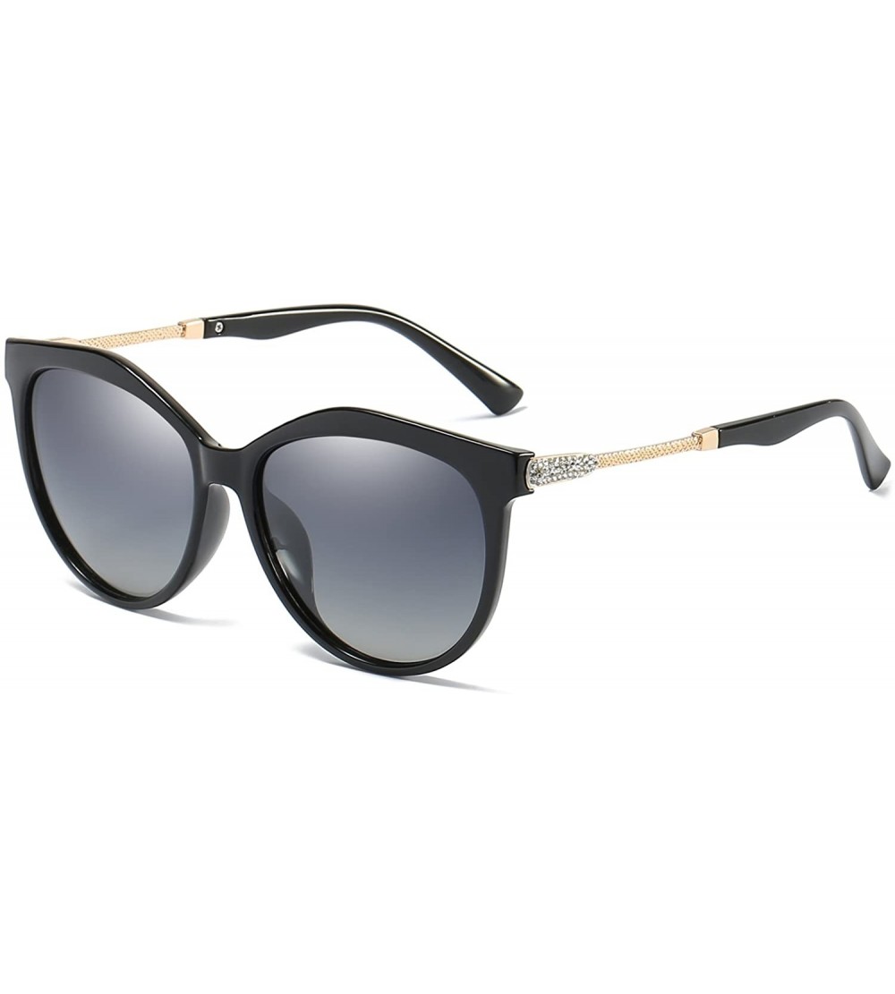 Aviator Women's Shades Polarized Sunglasses for Women UV Protection Eyewear Transparent Frame - Black Frame Gray Lens - CV18E...