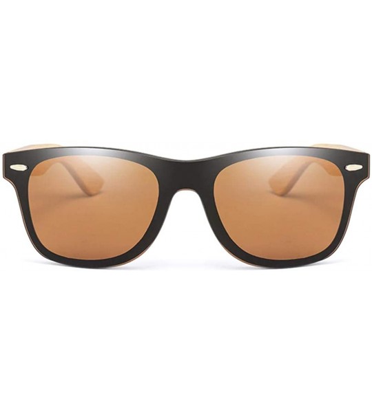 Oversized Wooden sunglasses men's ladies square bamboo mirror sunglasses oversized retro - Kp8849-c5 - CG190LM4E9K $45.00