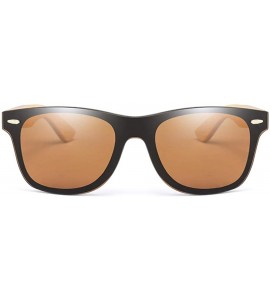 Oversized Wooden sunglasses men's ladies square bamboo mirror sunglasses oversized retro - Kp8849-c5 - CG190LM4E9K $45.00