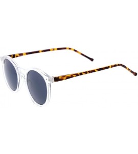 Round Retro Horn Rimmed Keyhole Nose Bridge P3 Round Sunglasses 49mm - Shiny Clear-yellow-tortoise / Smoke - C412N20L2WB $19.17