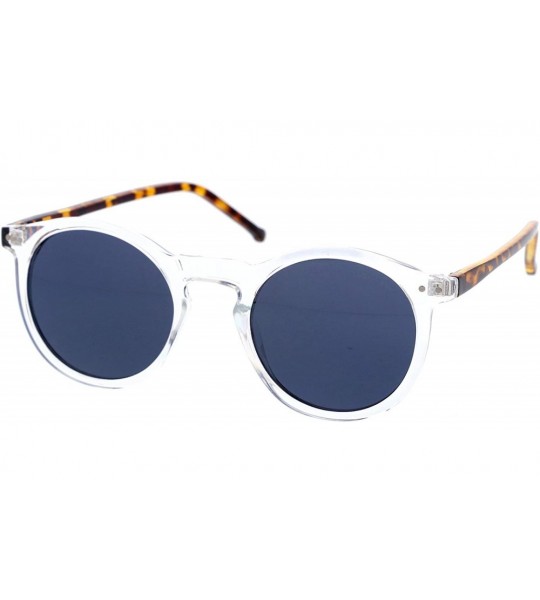 Round Retro Horn Rimmed Keyhole Nose Bridge P3 Round Sunglasses 49mm - Shiny Clear-yellow-tortoise / Smoke - C412N20L2WB $19.17