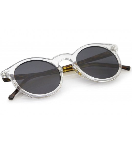 Round Retro Horn Rimmed Keyhole Nose Bridge P3 Round Sunglasses 49mm - Shiny Clear-yellow-tortoise / Smoke - C412N20L2WB $19.17