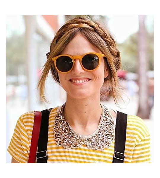 Round Retro Horn Rimmed Keyhole Nose Bridge P3 Round Sunglasses 49mm - Shiny Clear-yellow-tortoise / Smoke - C412N20L2WB $19.17