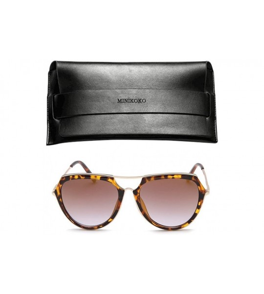 Oval fashion sunglasses unisex metal frame sunglasses uv400 protection sunglasses - Leopard Grain/Gold - CB12NGAZRPJ $22.36
