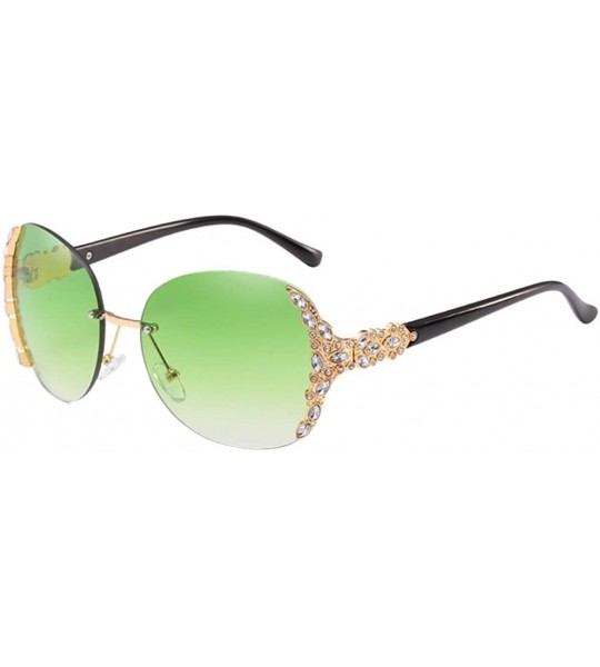 Rimless Classic Vintage Rimless PC Ladies Womens Sunglasses for Fashion Eyewear - Green - CM18DM53Y8X $25.78