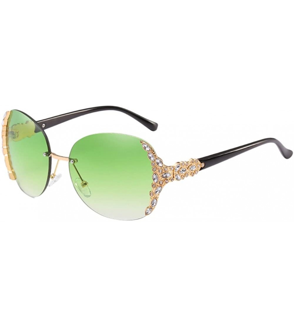 Rimless Classic Vintage Rimless PC Ladies Womens Sunglasses for Fashion Eyewear - Green - CM18DM53Y8X $25.78