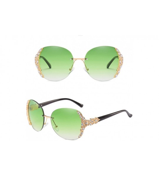 Rimless Classic Vintage Rimless PC Ladies Womens Sunglasses for Fashion Eyewear - Green - CM18DM53Y8X $25.78