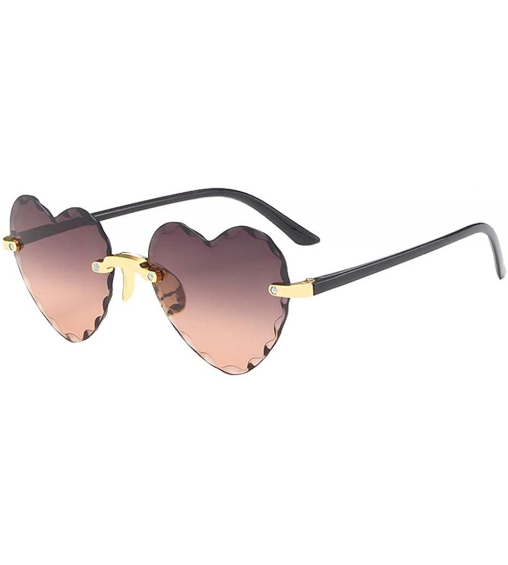 Rimless Women Metal Heart Shaped Frameless Glasses-Retro Classic Trendy Stylish Sunglasses - A - CW190HI6594 $40.56