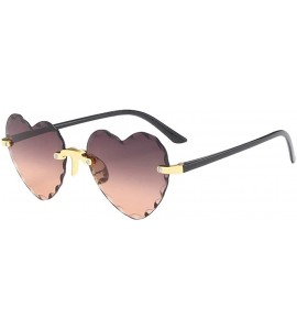 Rimless Women Metal Heart Shaped Frameless Glasses-Retro Classic Trendy Stylish Sunglasses - A - CW190HI6594 $40.56