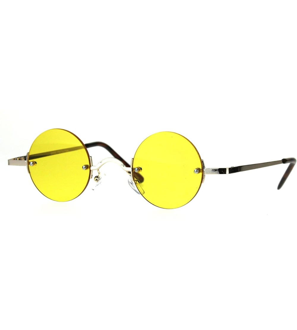Rimless Small Round Circle Color Lens Rimless Sunglasses Wide Frame Narrow Lens - Gold (Yellow) - C9188LI2ZZG $19.64
