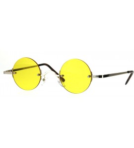 Rimless Small Round Circle Color Lens Rimless Sunglasses Wide Frame Narrow Lens - Gold (Yellow) - C9188LI2ZZG $19.64