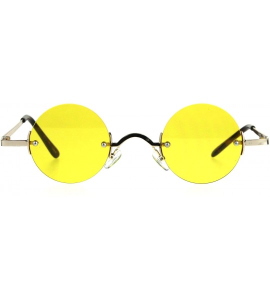 Rimless Small Round Circle Color Lens Rimless Sunglasses Wide Frame Narrow Lens - Gold (Yellow) - C9188LI2ZZG $19.64