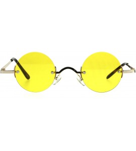 Rimless Small Round Circle Color Lens Rimless Sunglasses Wide Frame Narrow Lens - Gold (Yellow) - C9188LI2ZZG $19.64