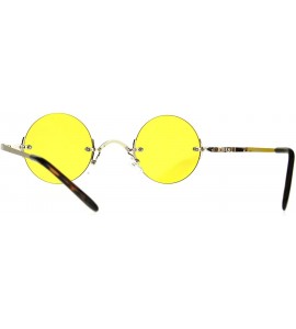 Rimless Small Round Circle Color Lens Rimless Sunglasses Wide Frame Narrow Lens - Gold (Yellow) - C9188LI2ZZG $19.64