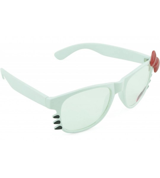 Oval Women's Kitty Style Sunglasses with Whisker or Bow Accent - White-kitty1 - CQ12D1CQHPH $15.56