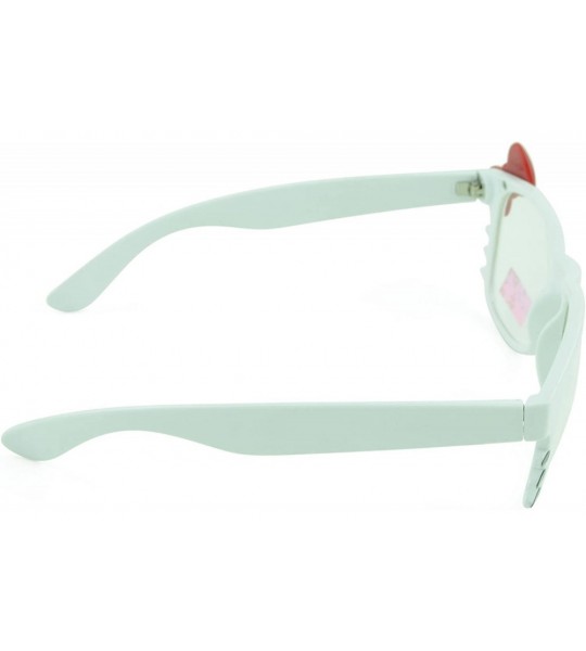 Oval Women's Kitty Style Sunglasses with Whisker or Bow Accent - White-kitty1 - CQ12D1CQHPH $15.56