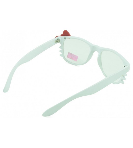 Oval Women's Kitty Style Sunglasses with Whisker or Bow Accent - White-kitty1 - CQ12D1CQHPH $15.56