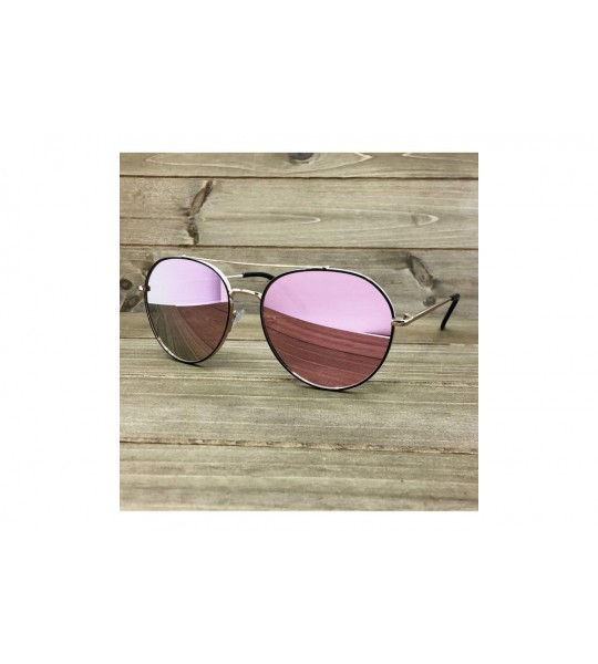 Oval P7151-1 Premium Metal Frame Mirrored Retro fashion Oval Aviator Vintage Sunglasses - Black/ Rose Gold - C318QI2QS45 $26.27