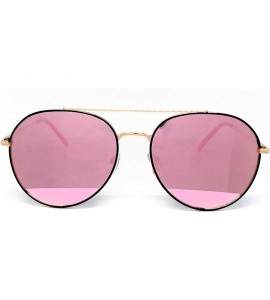 Oval P7151-1 Premium Metal Frame Mirrored Retro fashion Oval Aviator Vintage Sunglasses - Black/ Rose Gold - C318QI2QS45 $26.27