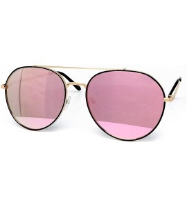 Oval P7151-1 Premium Metal Frame Mirrored Retro fashion Oval Aviator Vintage Sunglasses - Black/ Rose Gold - C318QI2QS45 $26.27