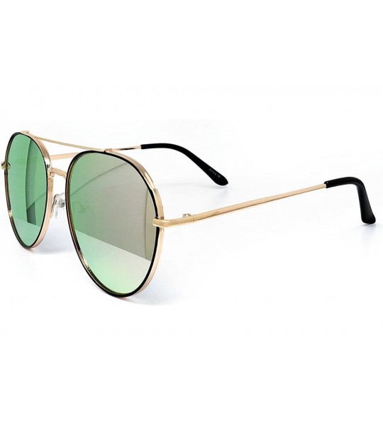 Oval P7151-1 Premium Metal Frame Mirrored Retro fashion Oval Aviator Vintage Sunglasses - Black/ Rose Gold - C318QI2QS45 $26.27