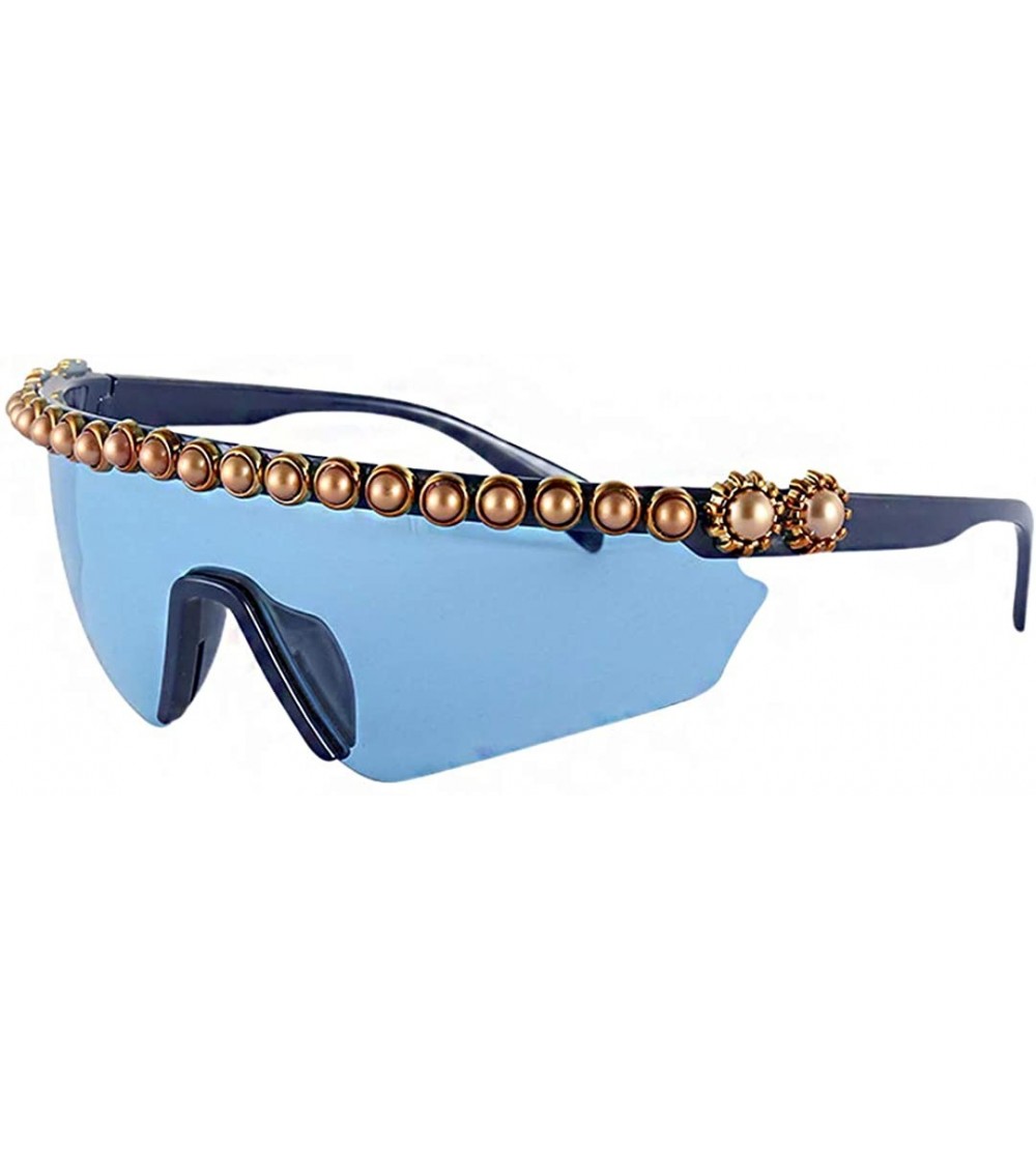 Shield Cateye UV Protection Sunglasses Oversized Sun Shade for Women - Blue - CO199AH0DOO $23.51
