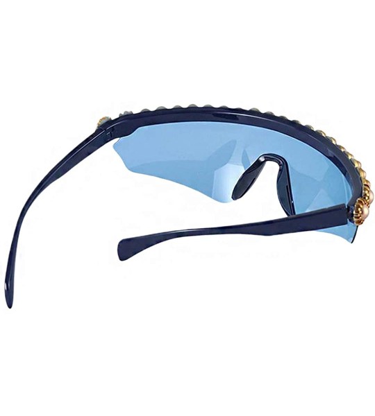 Shield Cateye UV Protection Sunglasses Oversized Sun Shade for Women - Blue - CO199AH0DOO $23.51