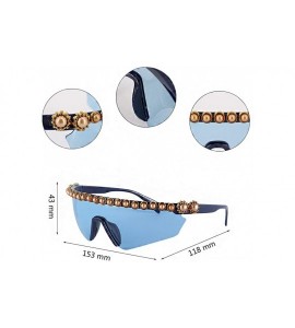 Shield Cateye UV Protection Sunglasses Oversized Sun Shade for Women - Blue - CO199AH0DOO $23.51