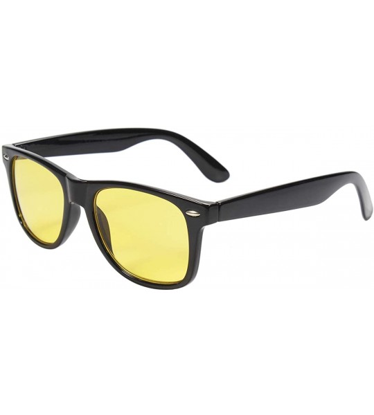 Wayfarer Anti Glare Yellow Lens anti blue light glassesWomen Men Glasses computer square Glasses - Bright Black - C418SKX9O5L...