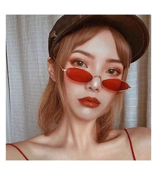 Oval Classic Small Round Sunglasses Trendy Design Style Sunglasses Metal Frame Resin Lens Vintage Sunglasses - Unisex - CD199...