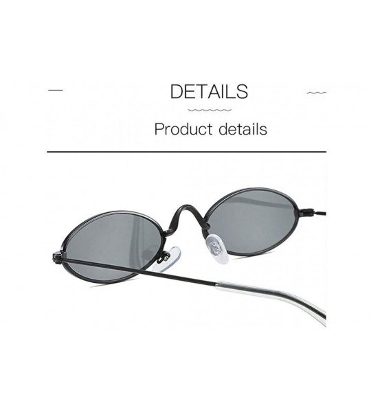 Oval Classic Small Round Sunglasses Trendy Design Style Sunglasses Metal Frame Resin Lens Vintage Sunglasses - Unisex - CD199...