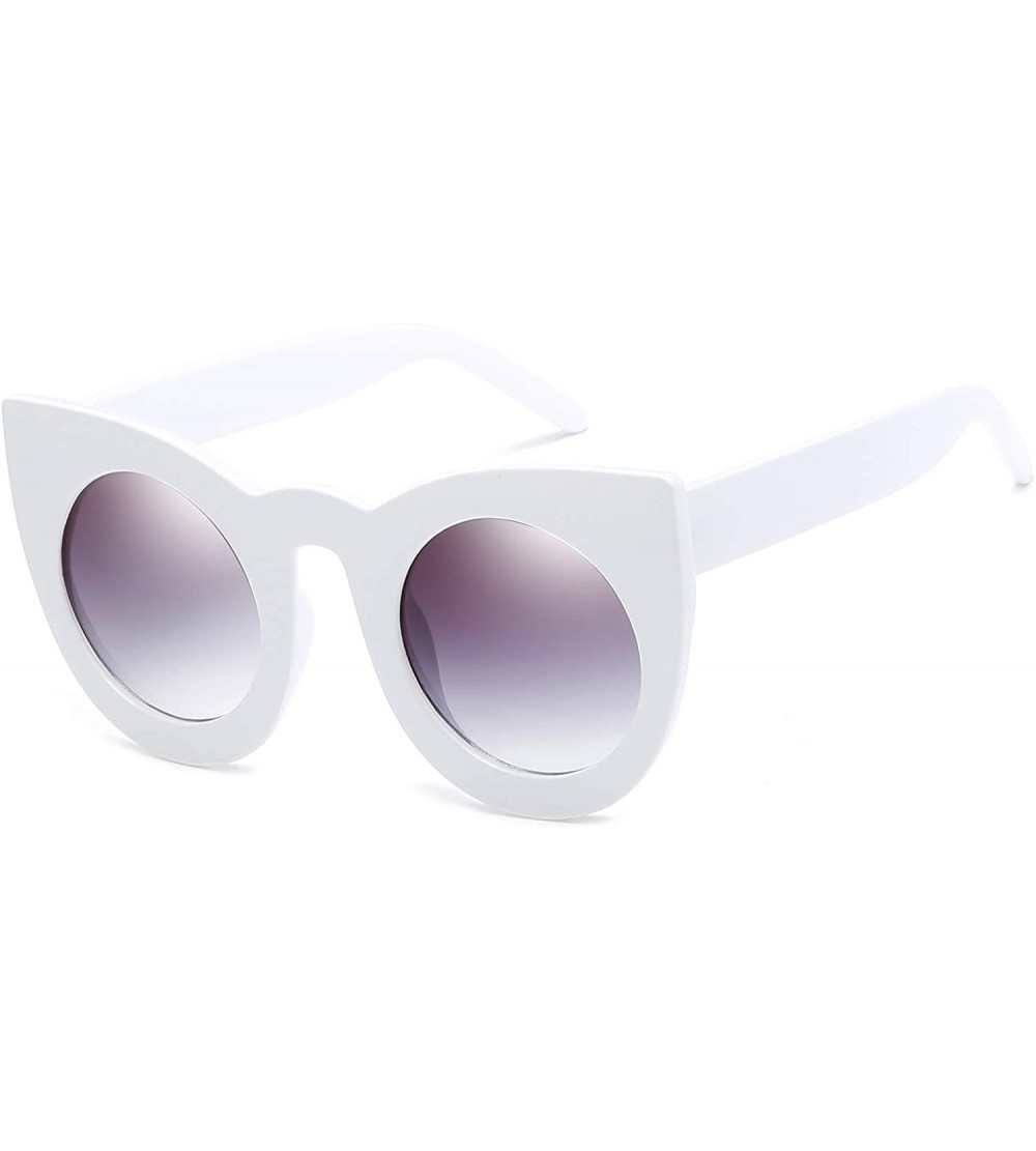 Cat Eye Cat Eye Sunglasses - Polarized Round Frame for Women UV Protection Sunglasses with Case & Lens Cloth - White - C11983...