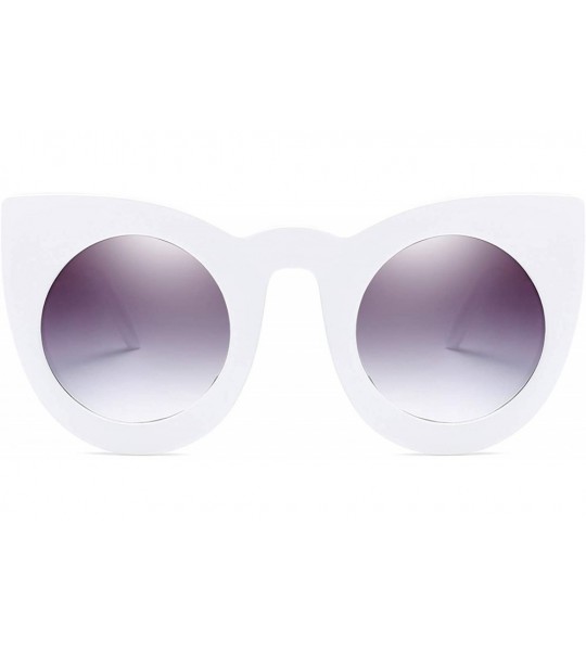 Cat Eye Cat Eye Sunglasses - Polarized Round Frame for Women UV Protection Sunglasses with Case & Lens Cloth - White - C11983...