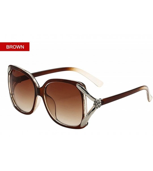 Oval Vintage V Shape Frame Sunglasses for Women PC Resin UV 400 Protection Sunglasses - Transparent Brown - CO18SARC6YR $28.82