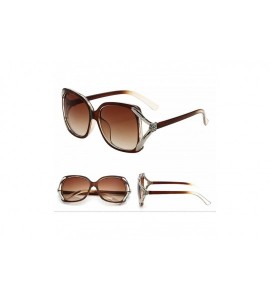 Oval Vintage V Shape Frame Sunglasses for Women PC Resin UV 400 Protection Sunglasses - Transparent Brown - CO18SARC6YR $28.82