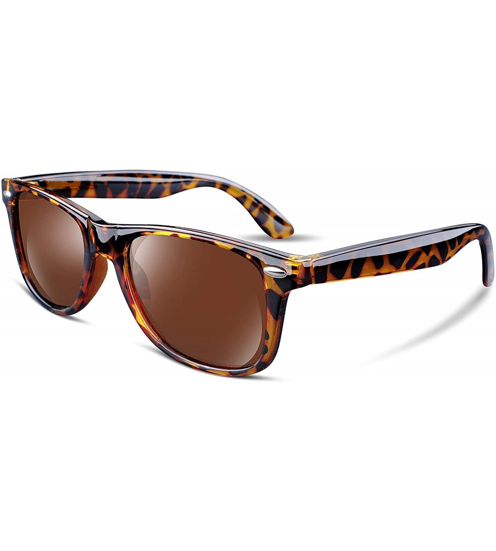 Square Great Classic Polarized Sunglasses Men Women HD Lens B1858 - 004 Leopard - C418OSYU2I9 $22.35