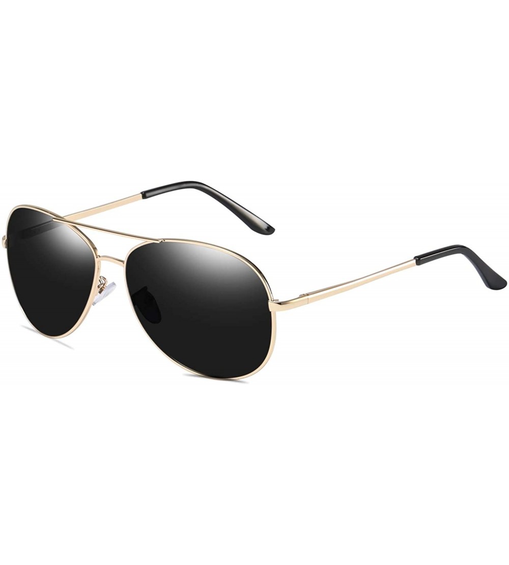Aviator Classic Style Aviator Sunglasses Polarized 100% UV 400 Protection for Men Women - Golden Frame/Grey Lens - CF18X6H0UL...